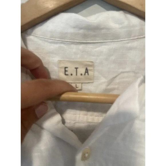 ETA E.T.A. Mens Resort Button Down Size Large Beige with Embroider 100% Cotton - Picture 8 of 12
